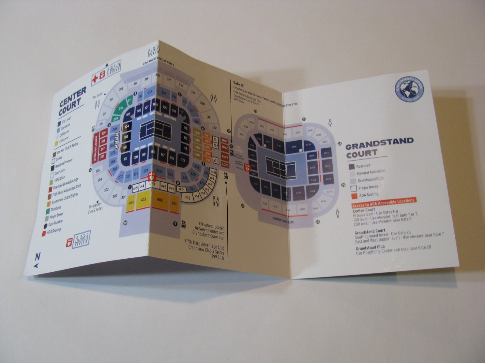 1x 2025 Cincinnati Open ATP WTA 1000 Tournament Tennis Court Map Guide Booklet