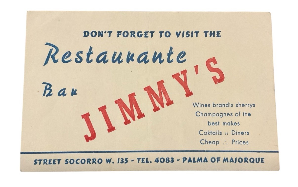 Jimmy’s Restaurant Bar Spain Palma Of Majorque Wine Cocktails Advertisement MQE1