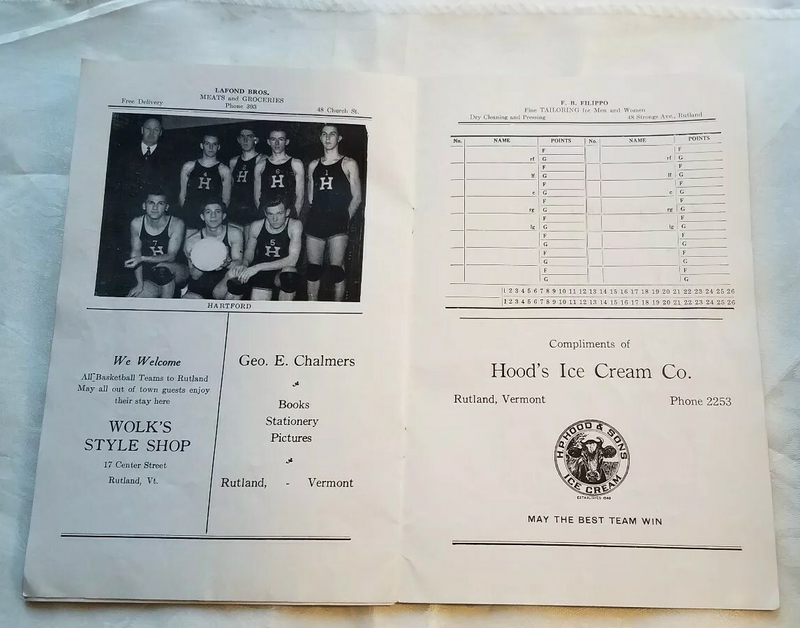 Vintage 1940 19th Annual Southern Vermont Championship Basketball Tournament