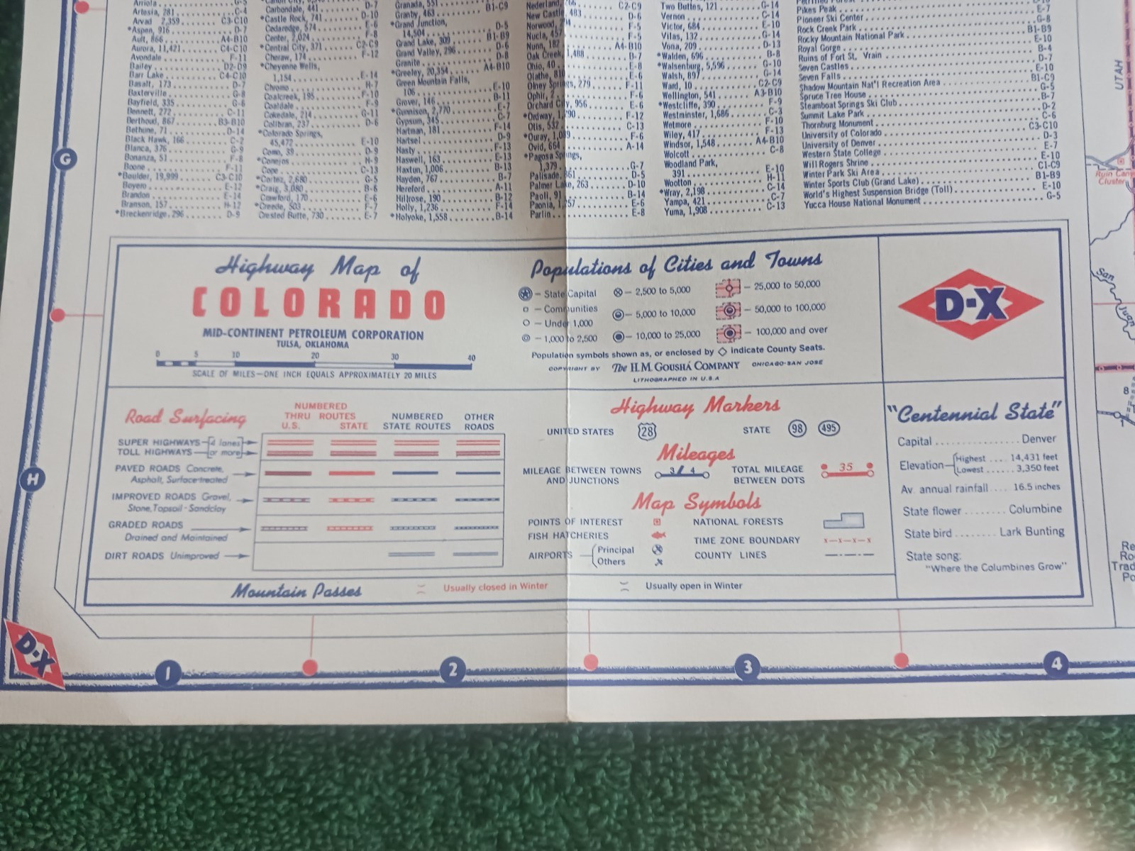 Vintage D-X Road Maps Colorado New Mexico