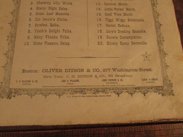 Antique sheet music 1800’s Silver Ripples East Pieces for Forte piano E Mack