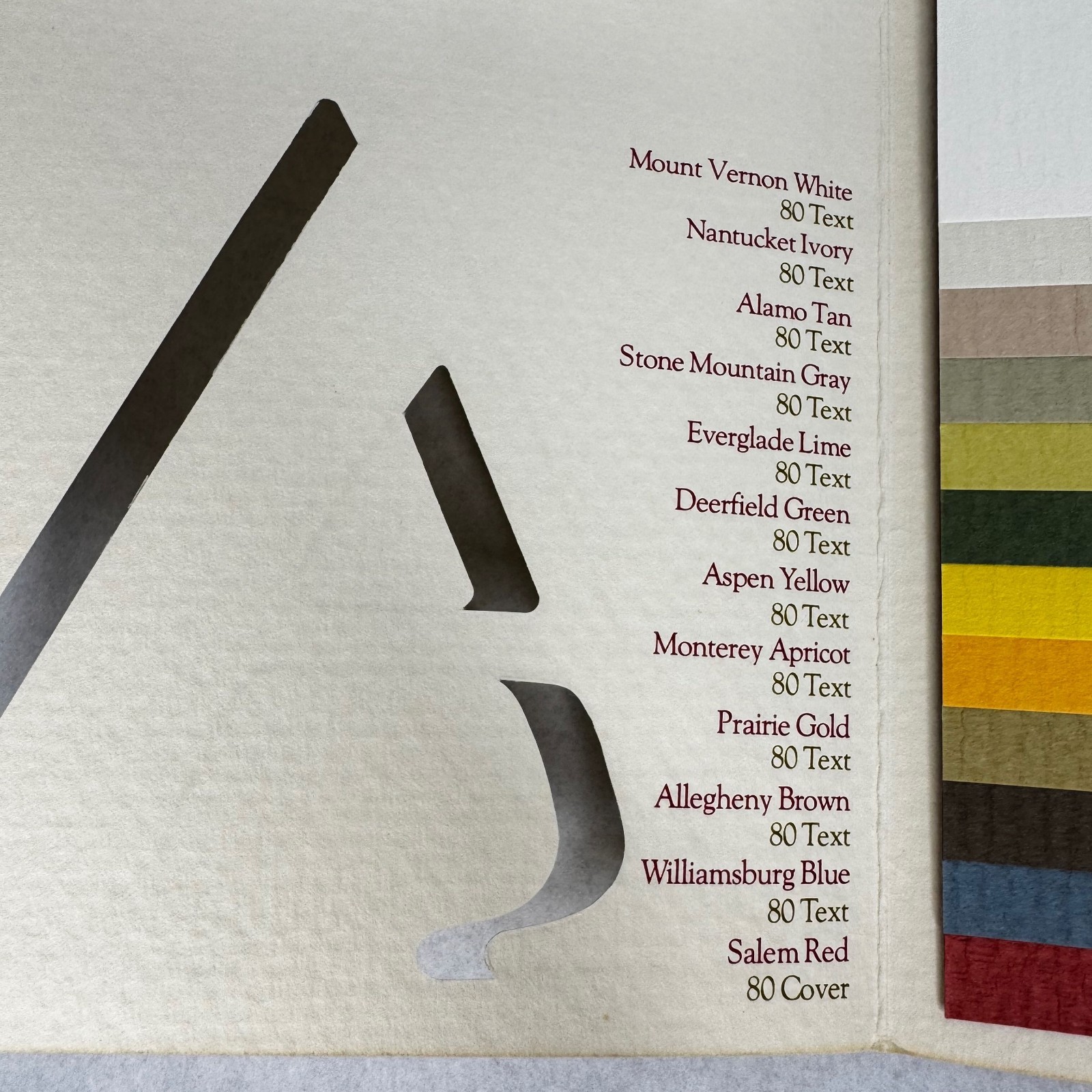 c.1974 Strathmore Americana Paper Swatch Book Felt-Marked Color Samples