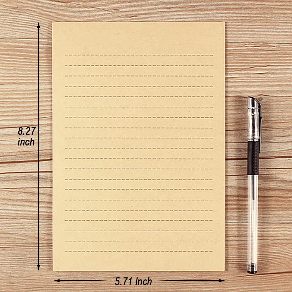 100 Sheets Vintage Kraft Stationary Paper 5.71 X 8.27 Inch, A5 Size 120Gsm Lined