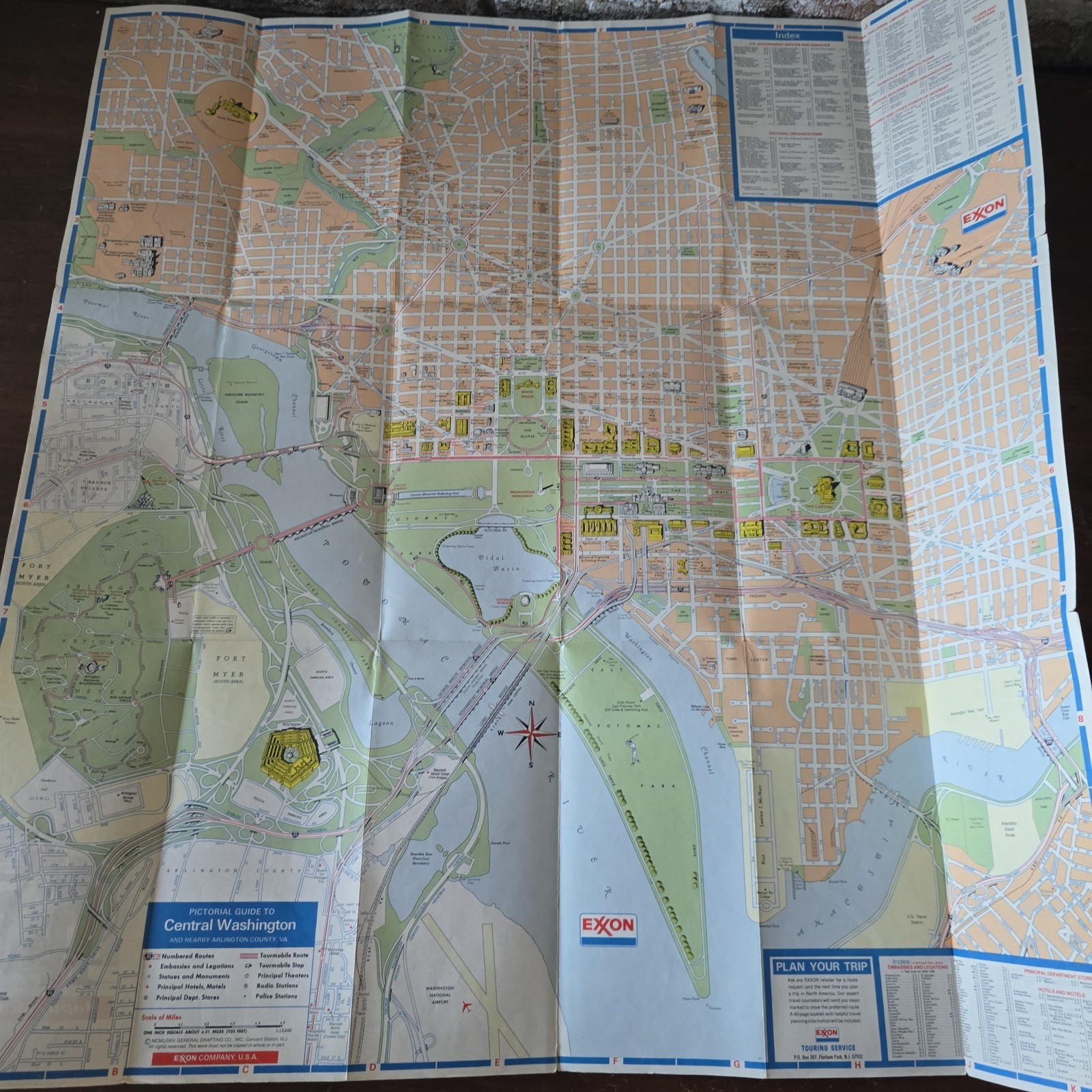 Vintage Exxon Oil Gas United States Washington DC Travel Tour Road Map 1974
