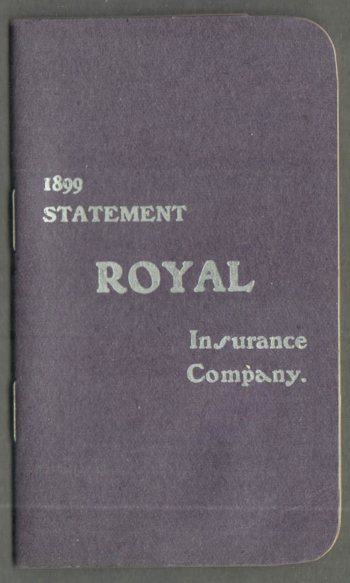 Royal Insurance Company United States Branch Statement & pocket notebook 1899