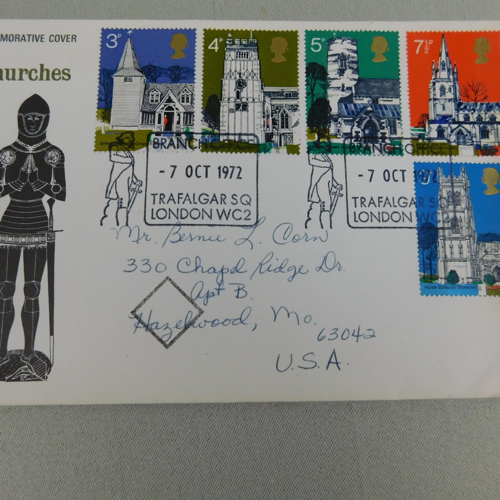 UK Commemorative First Day Cover 1972 FDC Village Churches Great Britain