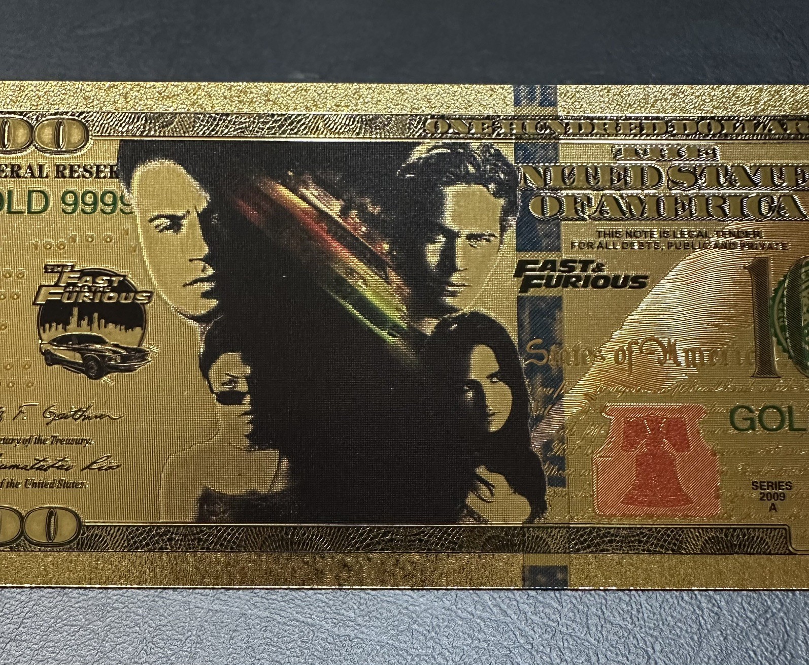 24k Gold Foil Plated Fast And The Furious Banknote Collectible