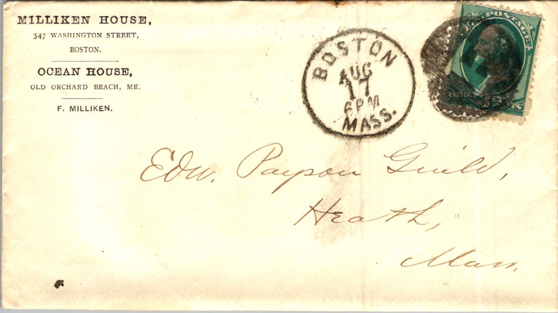 1878 Letter to E. Payson Guild Boston MA w/Envelope & 3-Cent Postage Stamp