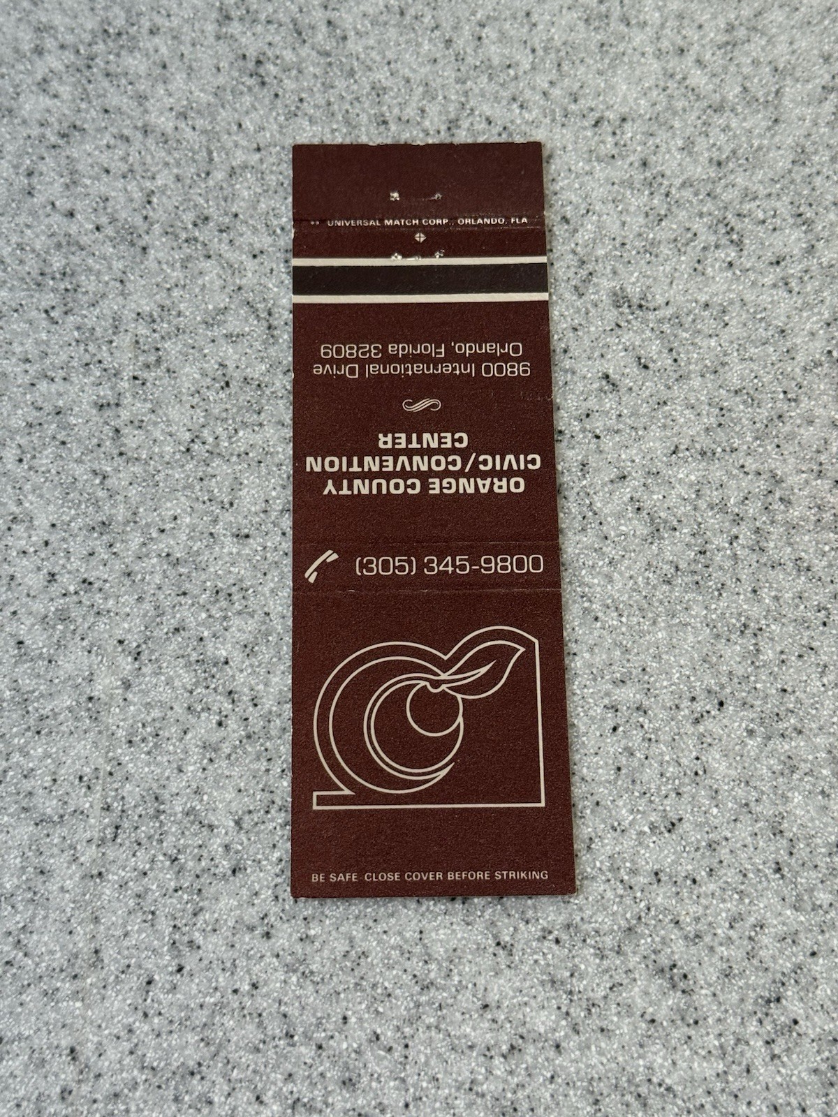 Orange County Civic Center Orlando Florida Matchbook Cover P123B