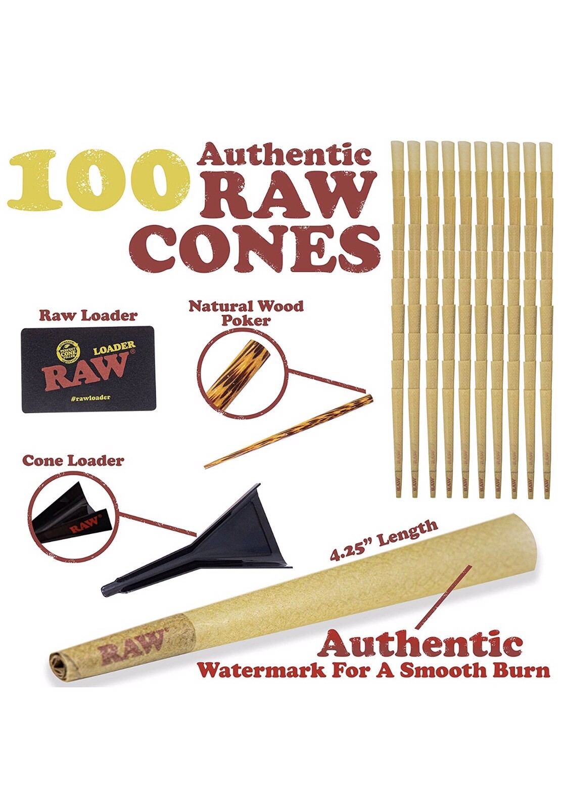RAW Classic 98 special size Cone(100 pk)+raw cone loader+raw rolling 11×7 tray