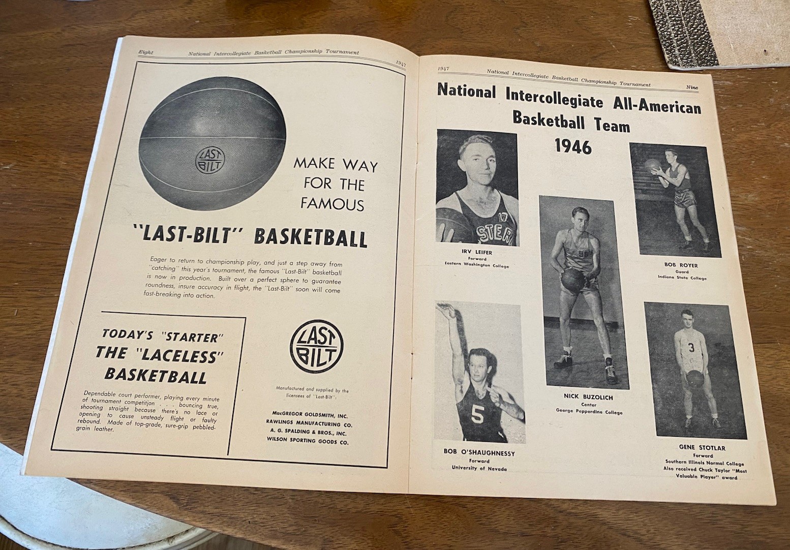 1947 NIBC National Intercollegiate Basketball Championship program Converse