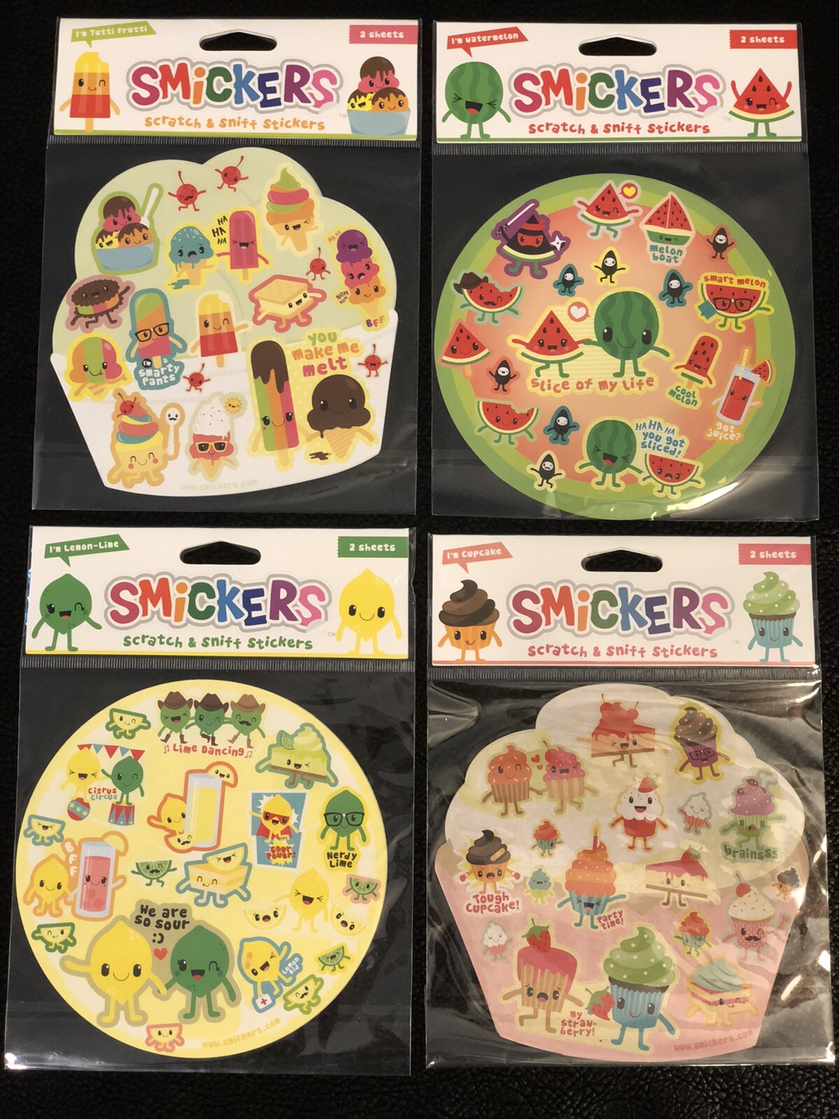 Scratch & Sniff Scented Stickers New Sealed 4 Pack/8 Sheet Smelly Stinky Smicker