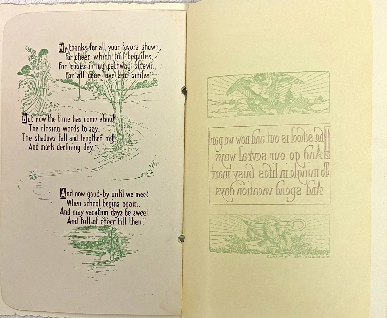 1910 Souvenir Memento Booklet Pioneer School House Embossed Americana Ephemera
