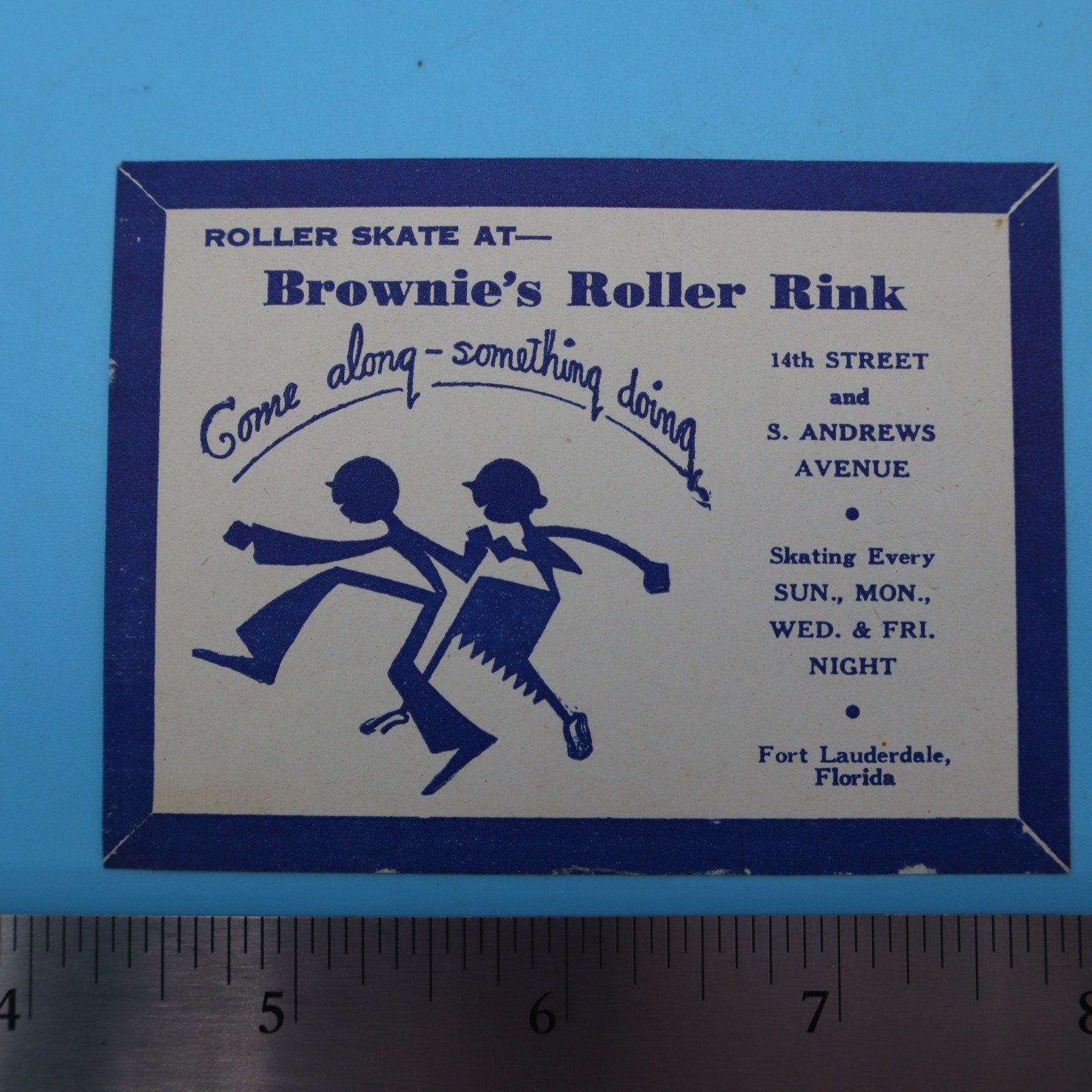 BROWNIE’S 1940s FT LAUDERDALE Vintage Roller Skating Rink Sticker Label Decal