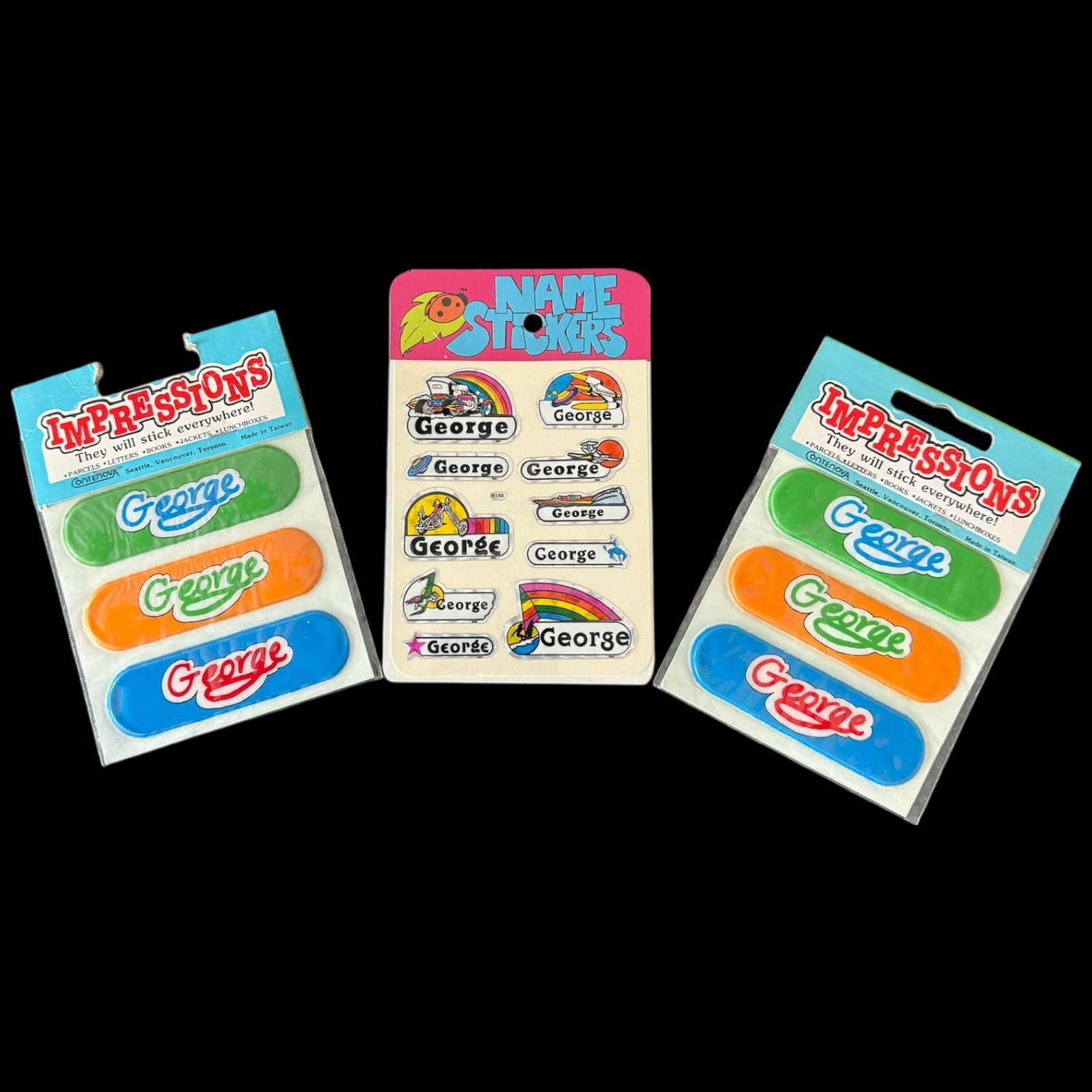 Lot of Vintage 80’s Personalized GEORGE Stickers – Puffy & Rainbow: New / Sealed