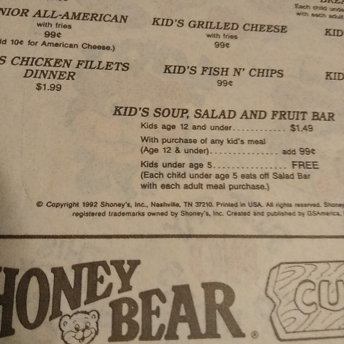 Vintage 1992 Stickers Shoney’s Bear Cub Club From Tennessee Set Of 4 Sheets
