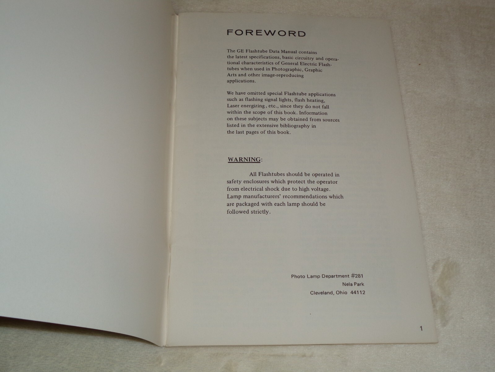 General Electric Flashtube Vintage Original GE Data Manual