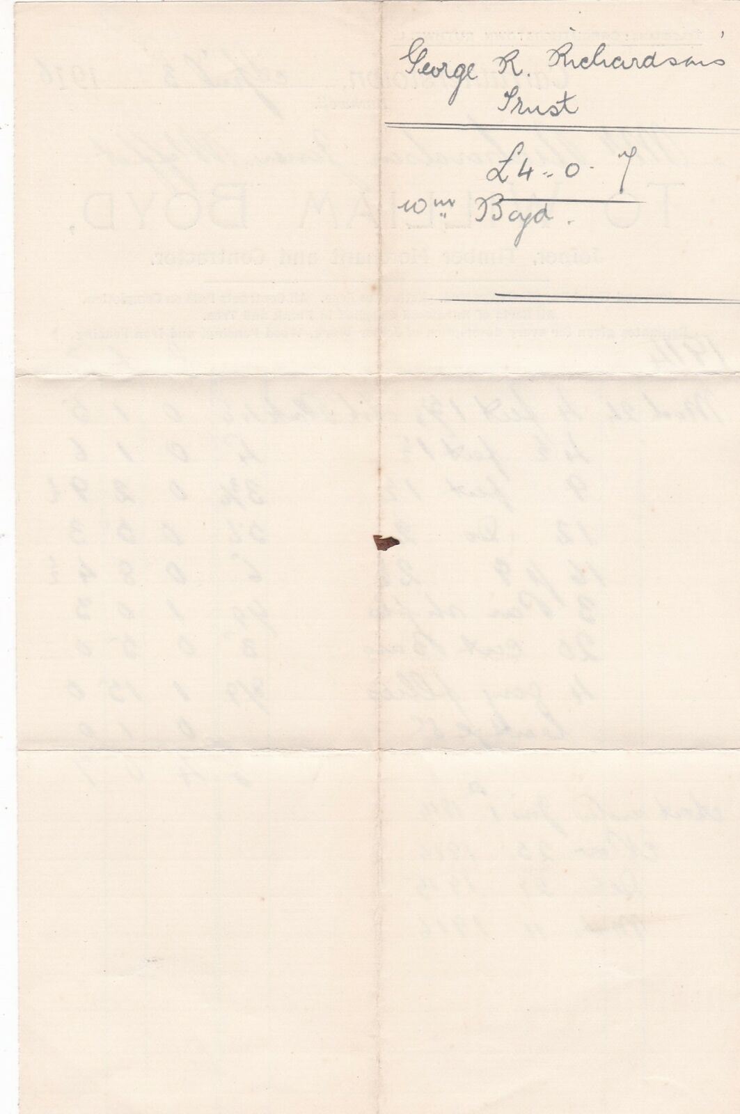 William Boyd Carrutherstown 1931 Timber Merchant Contractor Invoice Ref 41717