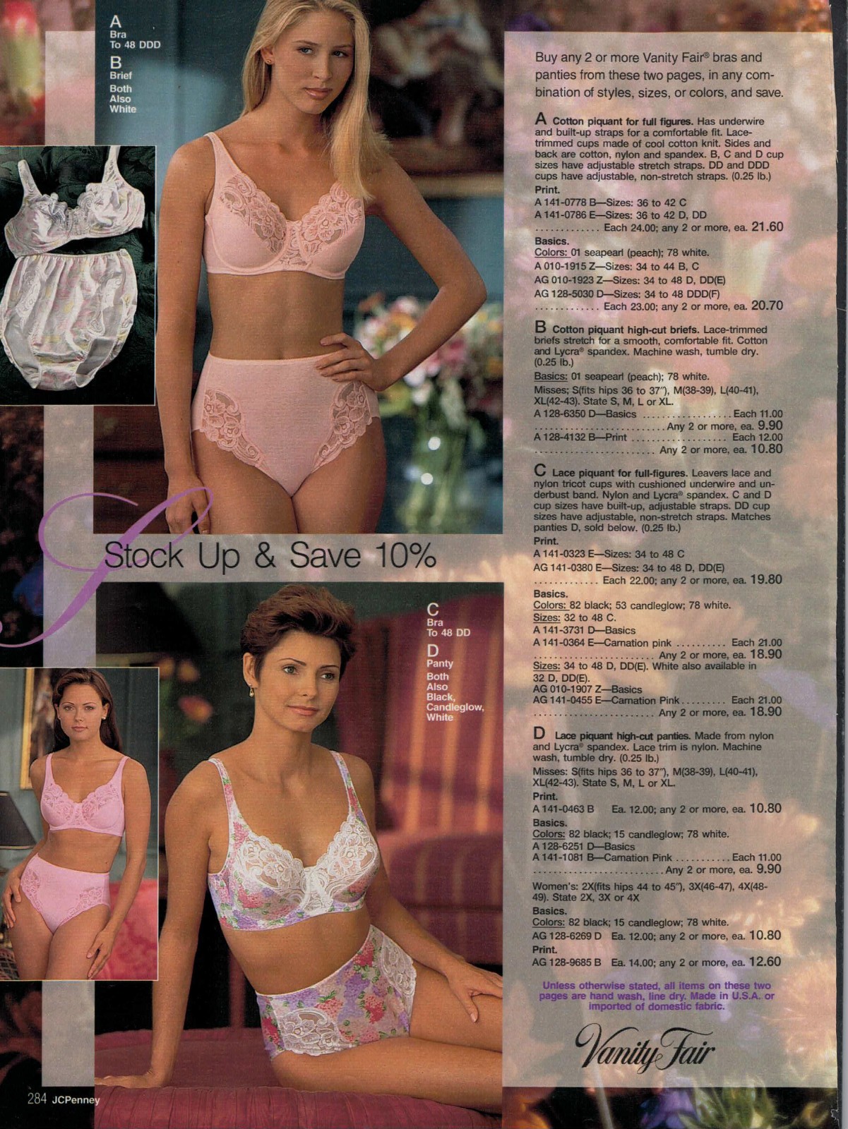EARLY-1990S JCPENNEY CATALOG LINGERIE & FASHION CLIPPING PAPER ADS PRINTS