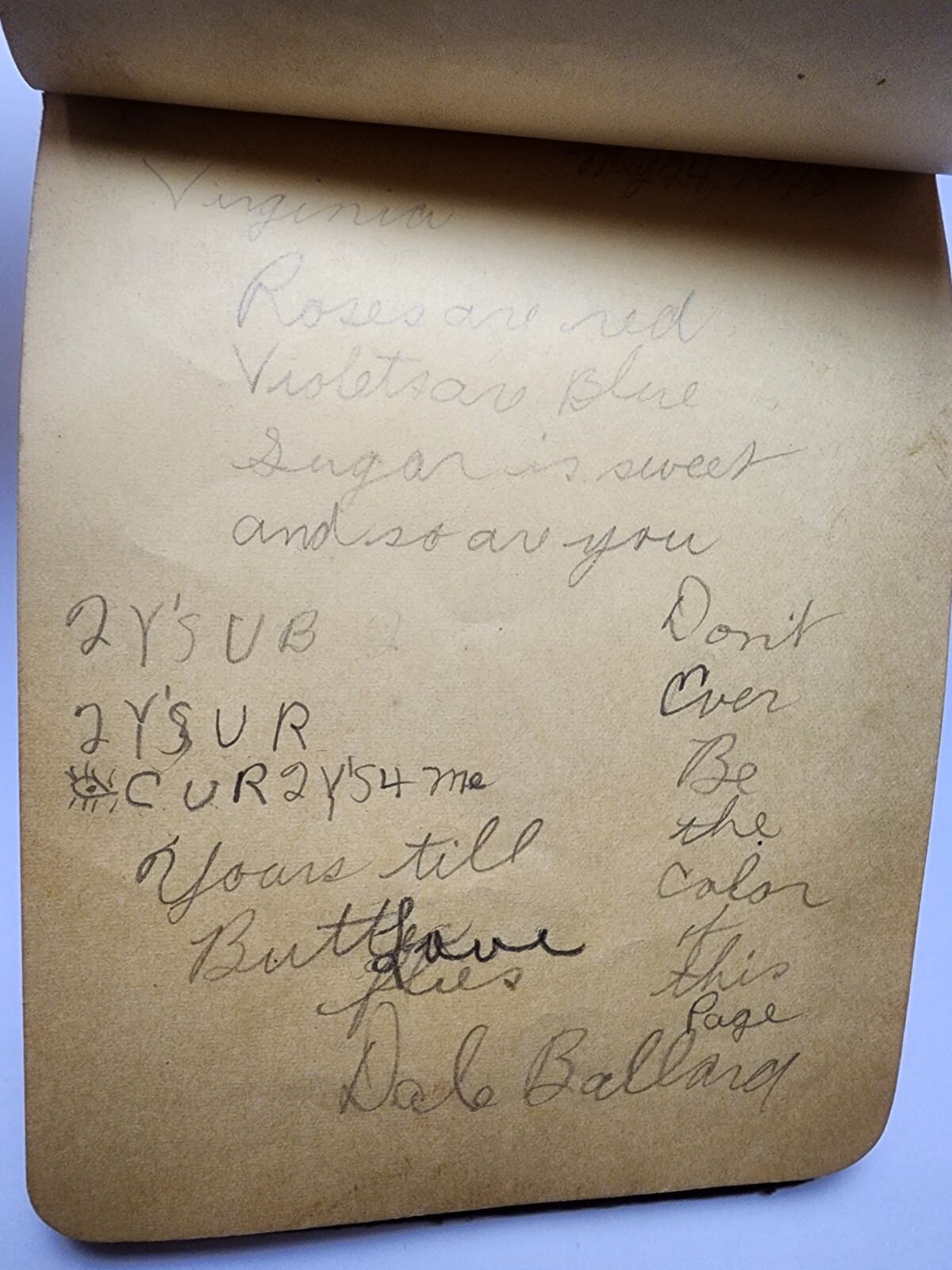 School Day Memories Autograph Book 1939 1940 Jefferson OK Virginia Lee Hastings