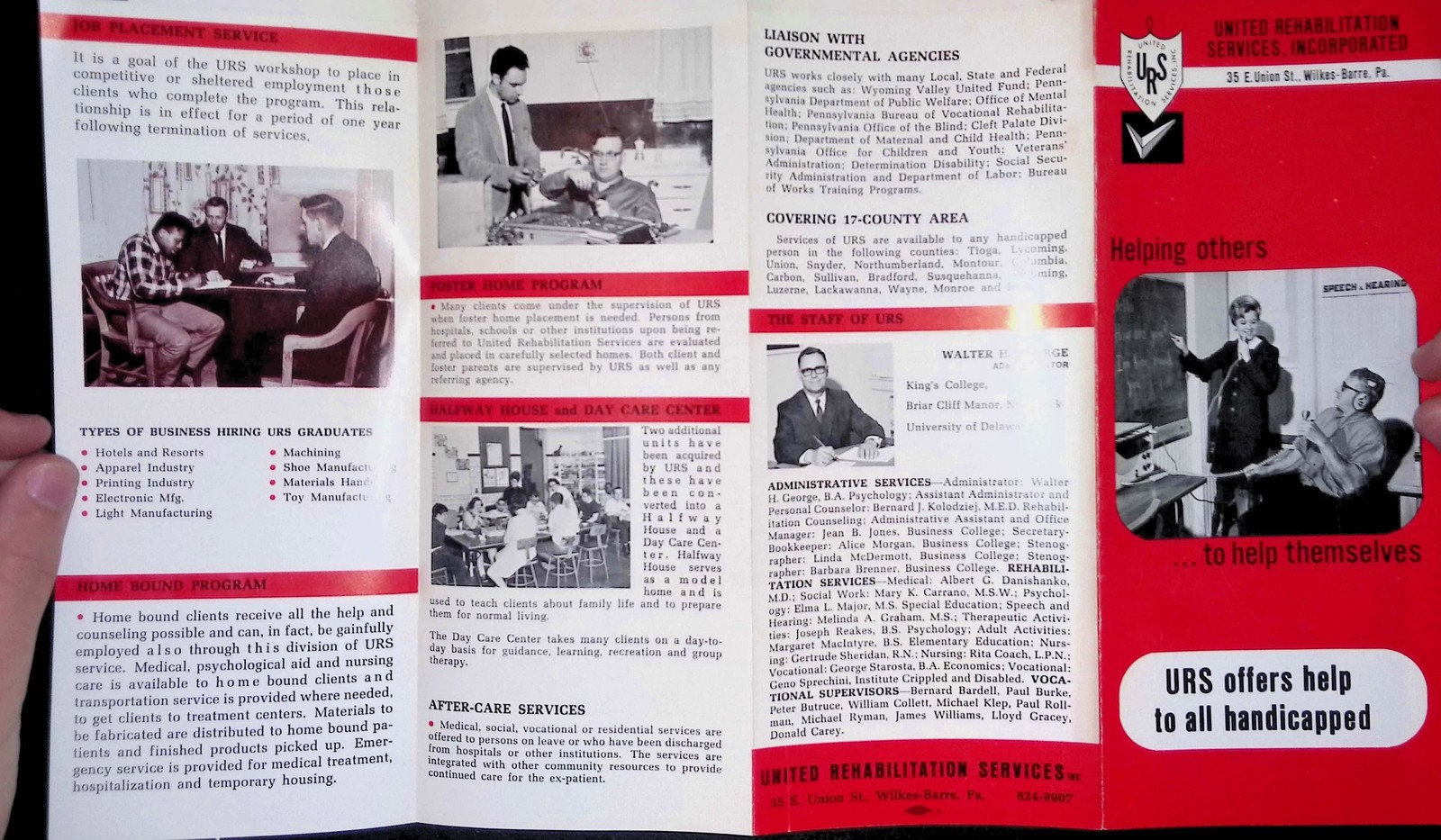 United Rehabilitation Services Brochure c1990s Tri-Fold Non-Profit