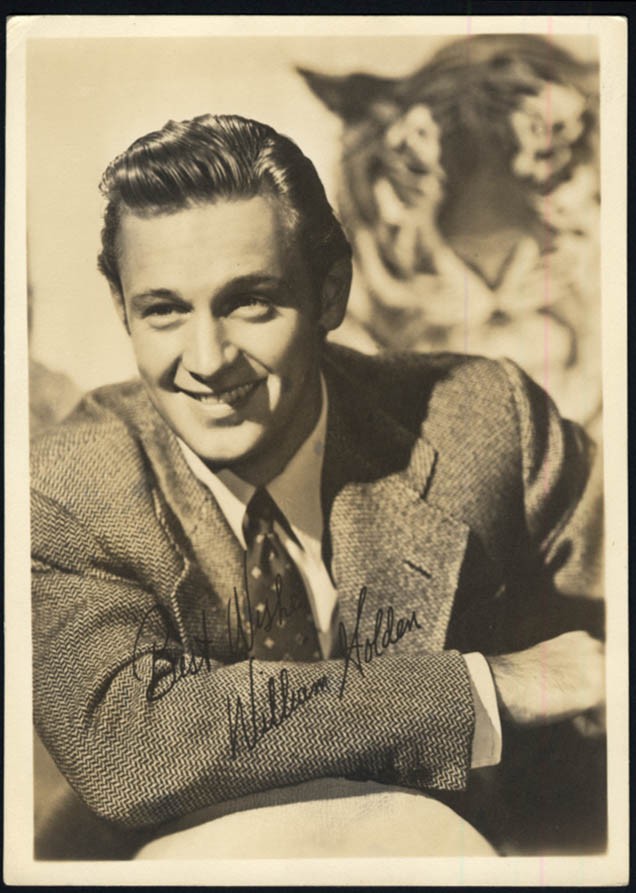Actor William Holden photo 1940s facsimile autograph