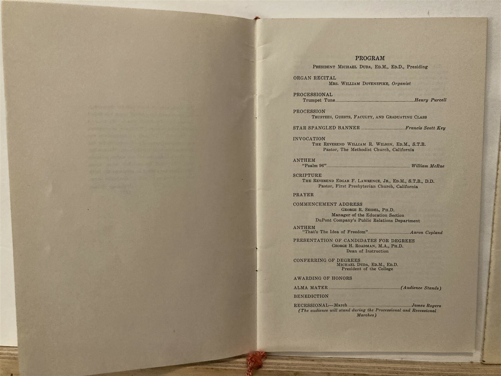 1961 California State College University of Pennsylvania Graduation Programs PA