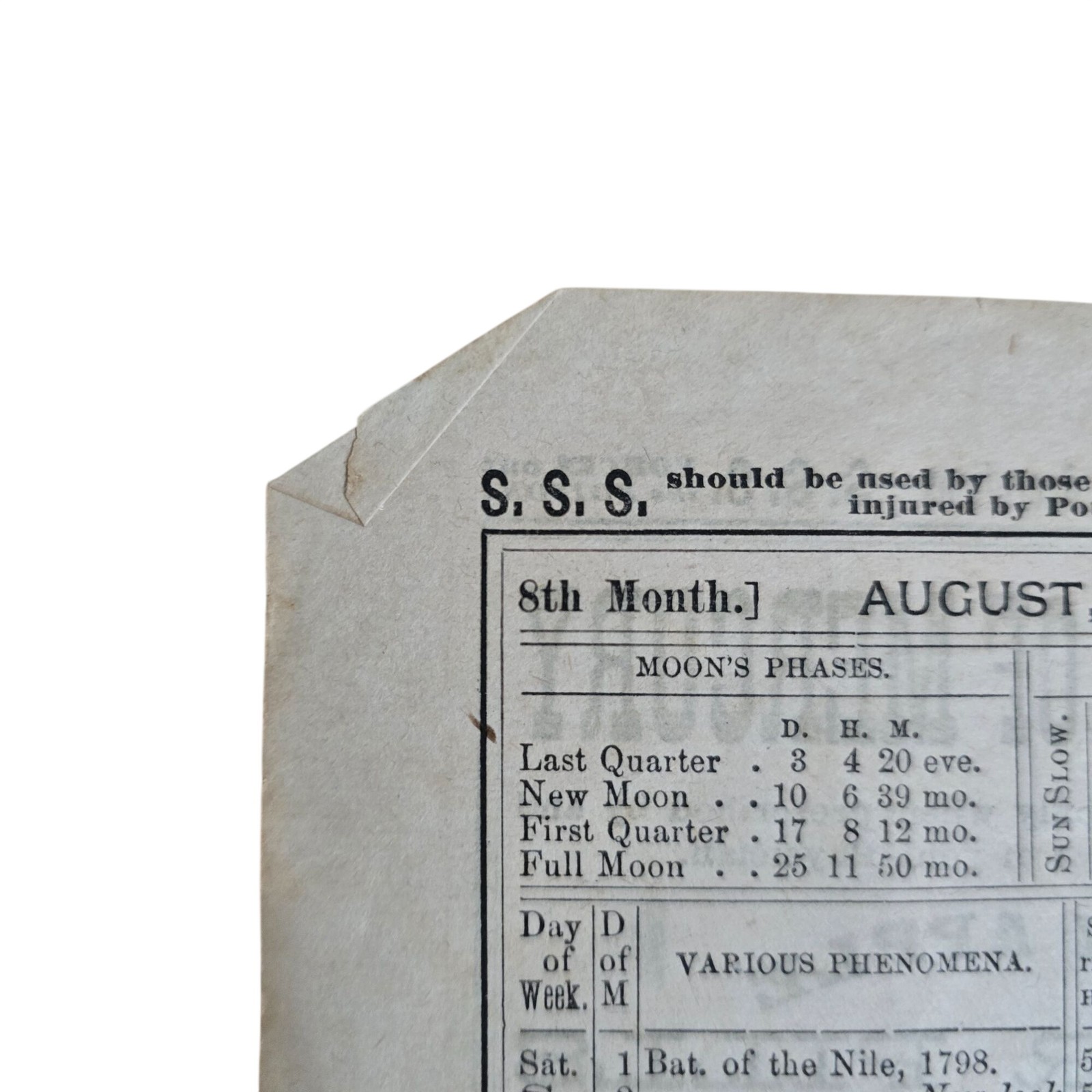 Antique 1885 Patent Medicine Advertising Lot Victorian Ephemera S.S.S Almanac