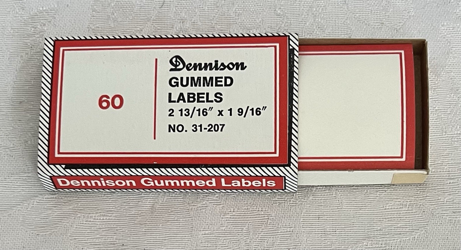 Vintage Dennison Gummed 2-13/16” Labels PARTIAL Box of 12 • No. 31-207/No. 2007