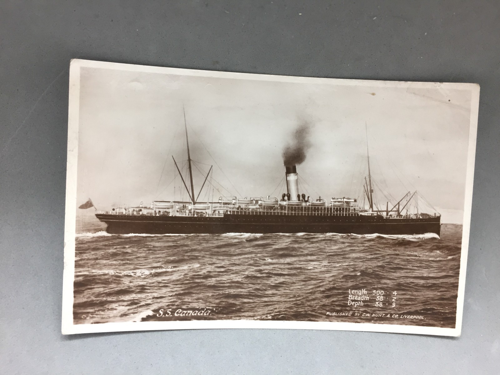 RPPC Ocean Liner S.S. Canada Dominion Line Ship Titanic Connection C.W Hunt