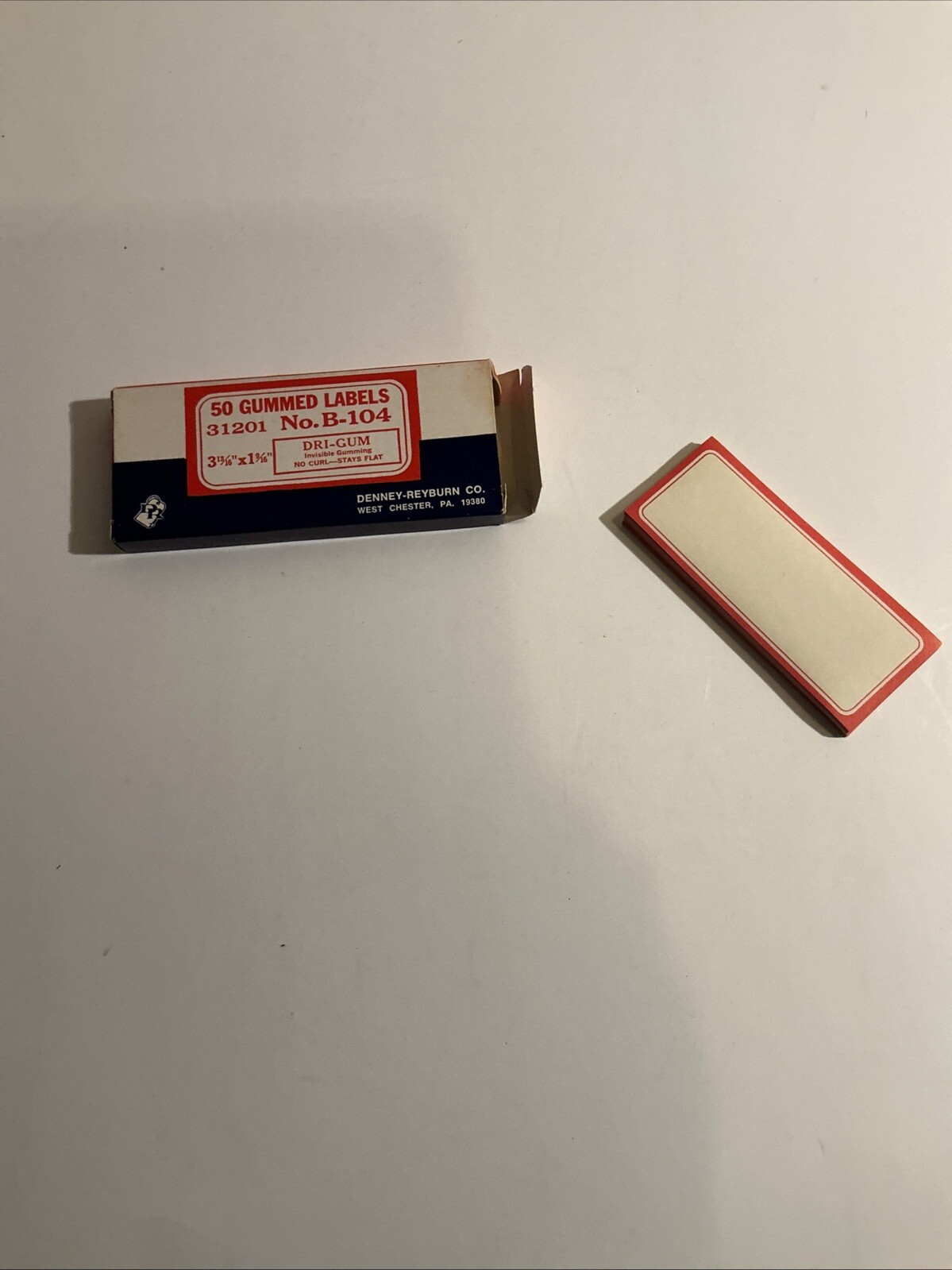 Vintage Gummed Labels 3102 No. B-104 Dri Gummed In Box