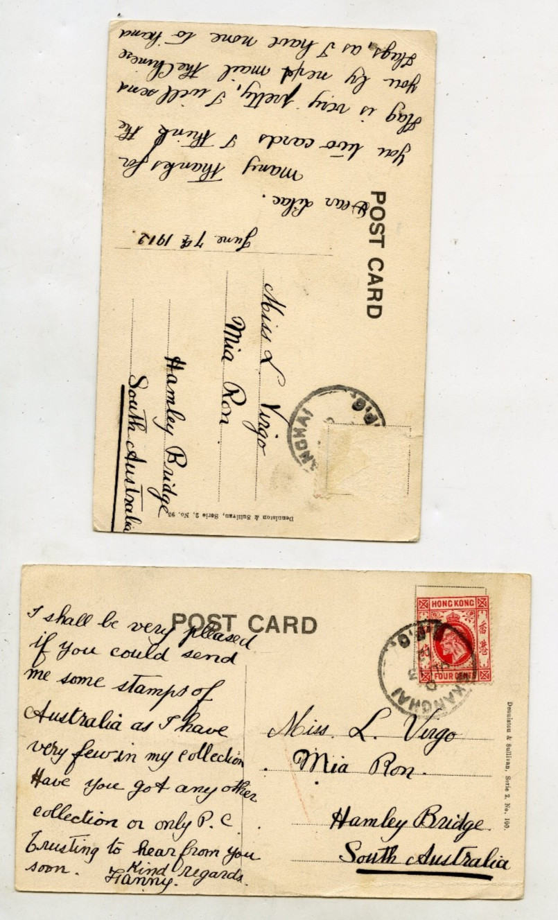 C1910 x2 CHINESE POSTCARDS SHONSI VILLAGE & PEKING MONEY CHANGER GAMMON PHO N892