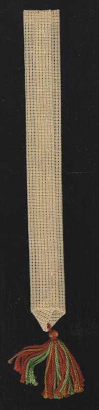 Cross Stitch Bookmark with Tassel Geometric Design Red Green Vintage