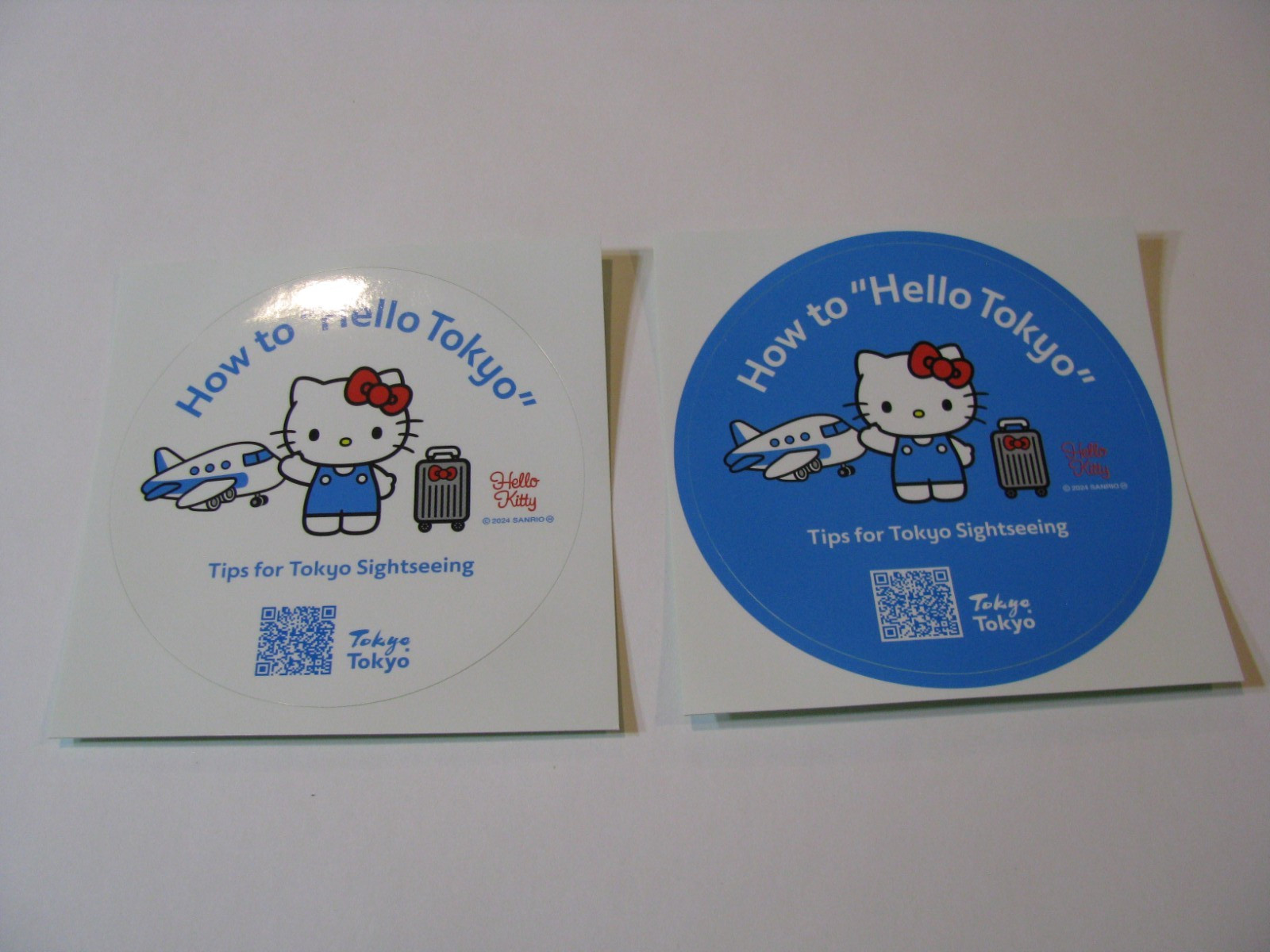 White & Blue 2pc Pair of How to Hello Kitty Tokyo Japan Tour Tips Sticker Decals
