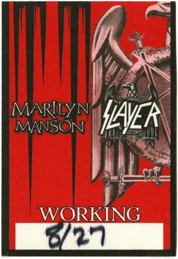 Slayer 2007 Christ Illusion tour issued w/ Marilyn Manson Working Backstage Pass