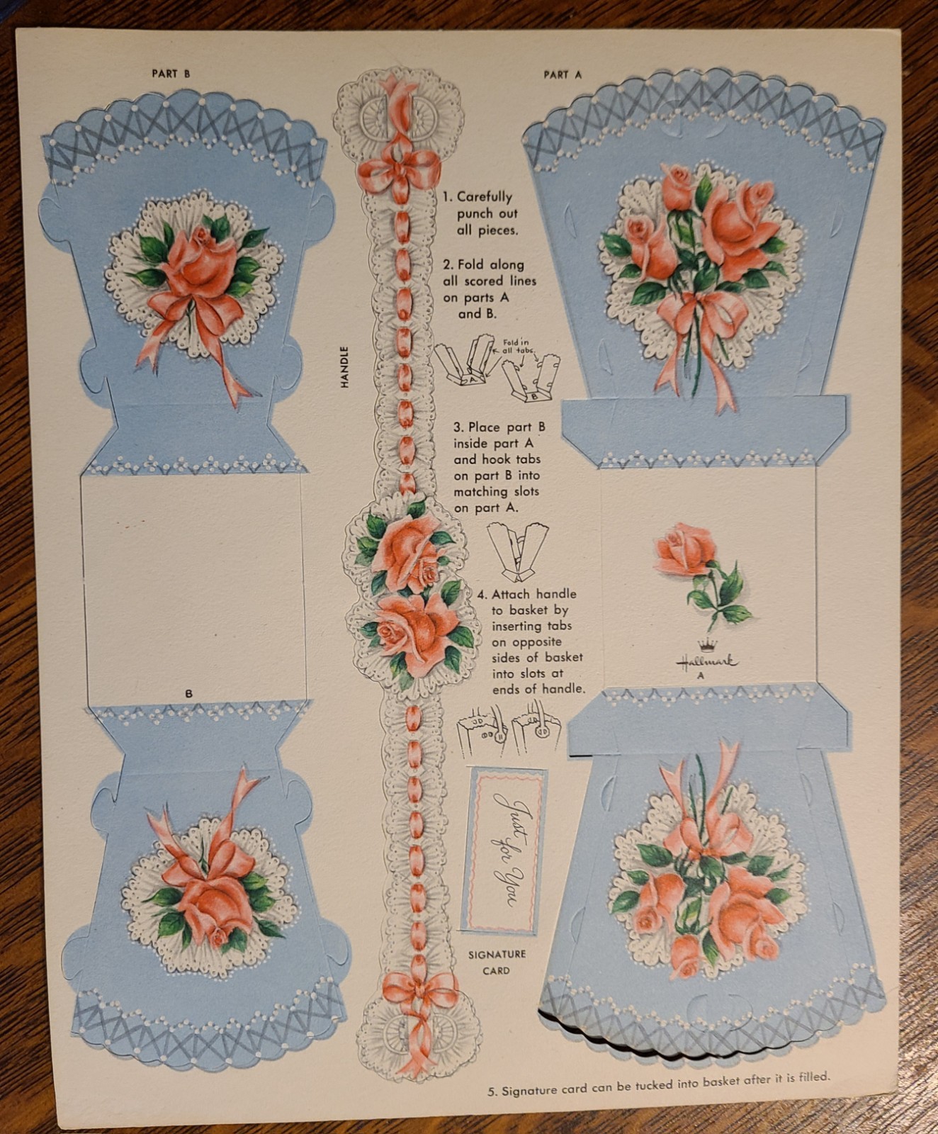 2 Unused Sheets Vintage 1940s Hallmark Pop-Up Paper Craft May Day Baskets Spring