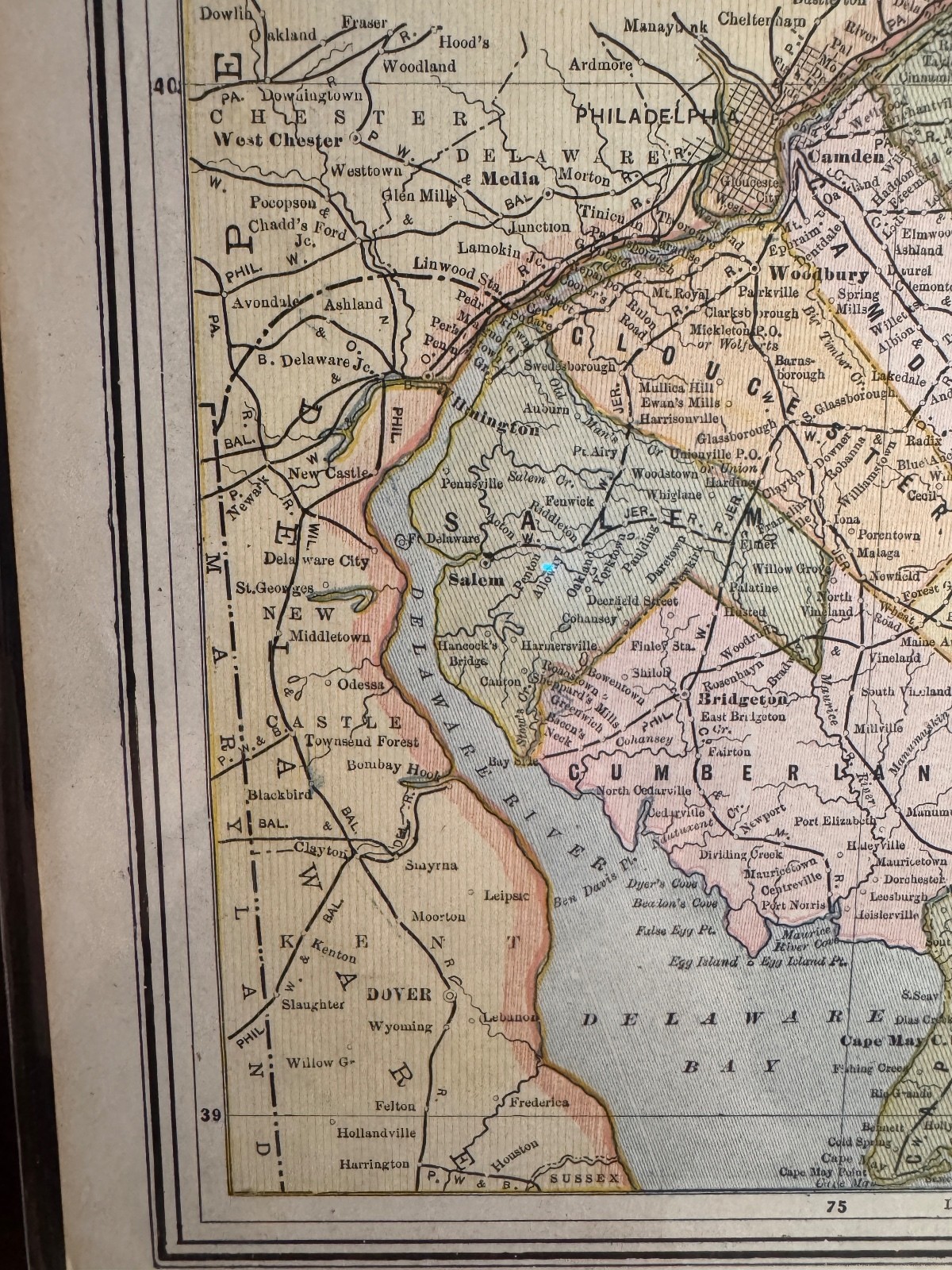 1889 New Jersey Map Geo F. Cram Antique Atlas NJ Hudson County Inset