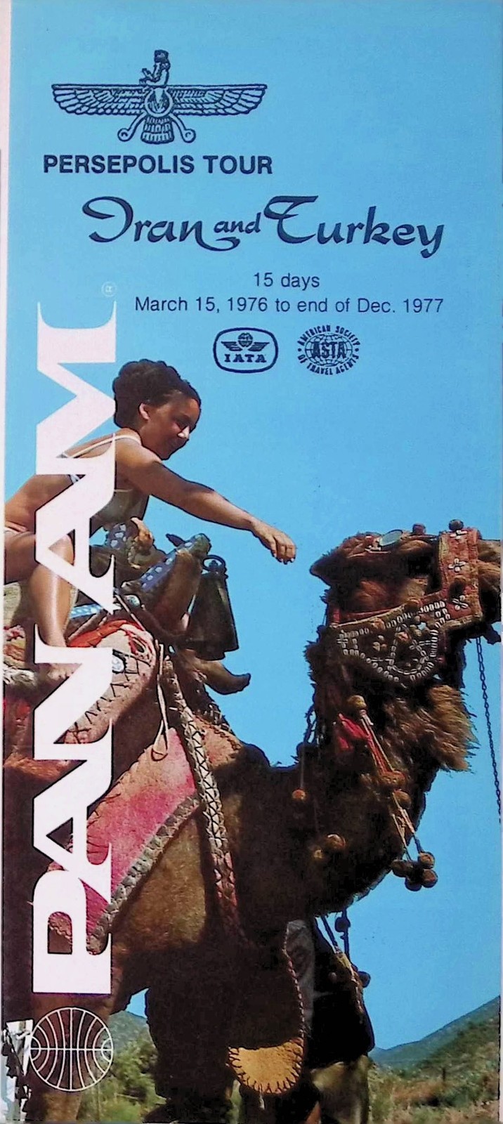 Pan Am Persepolis Tour Brochure 22-Day Iran Turkey Itinerary 1950s Self-Mailer