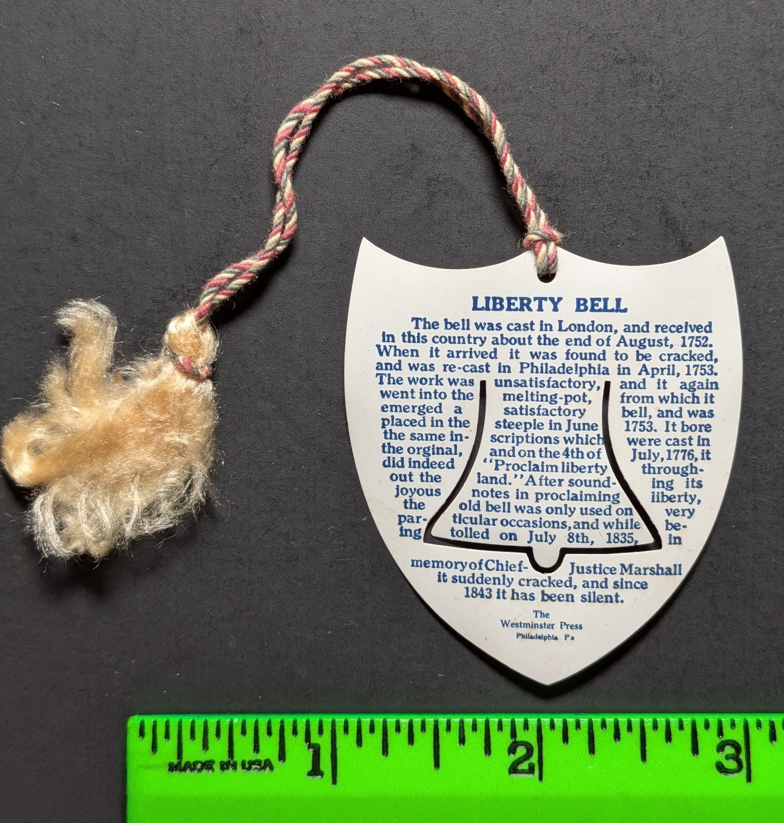 Vintage Liberty Bell Patriotic Celluloid Bookmark