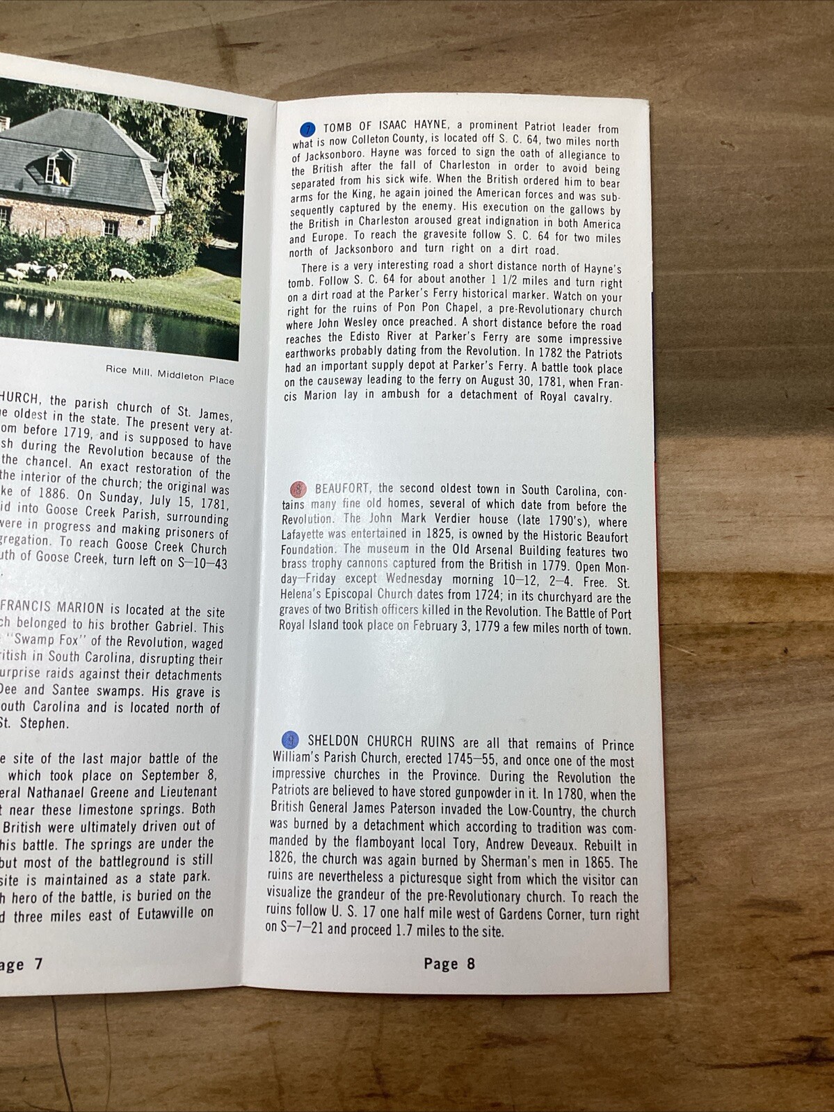 Vintage Major Sites Of The Revolution Brochure In South Carolina B52