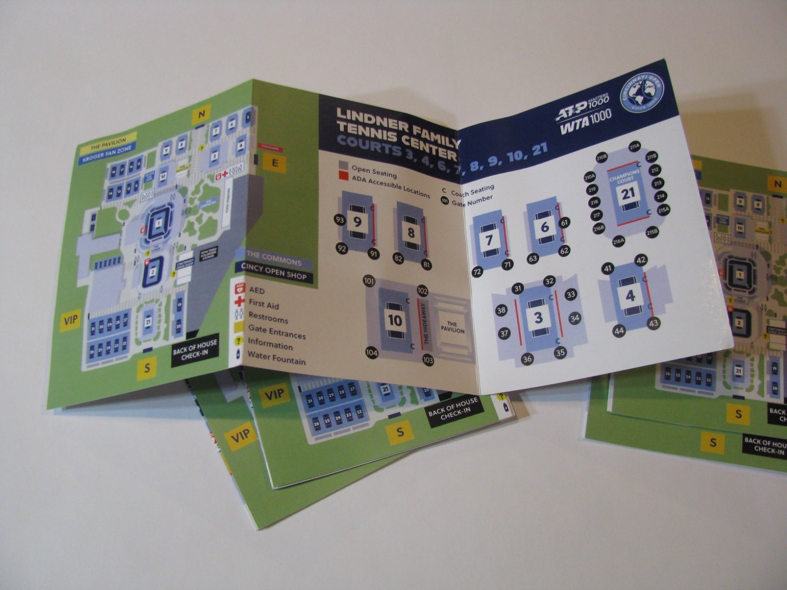 1x 2025 Cincinnati Open ATP WTA 1000 Tournament Tennis Court Map Guide Booklet