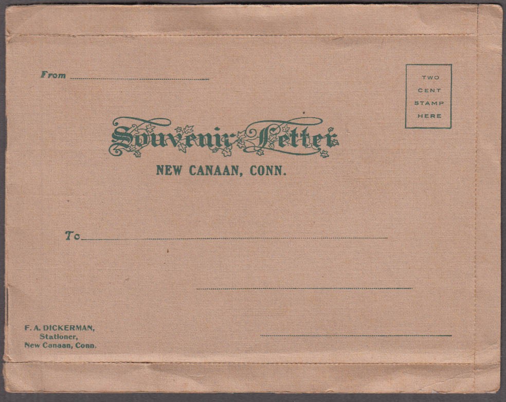 New Canaan Connecticut Souvenir Letter w/ 8 color views 1900s