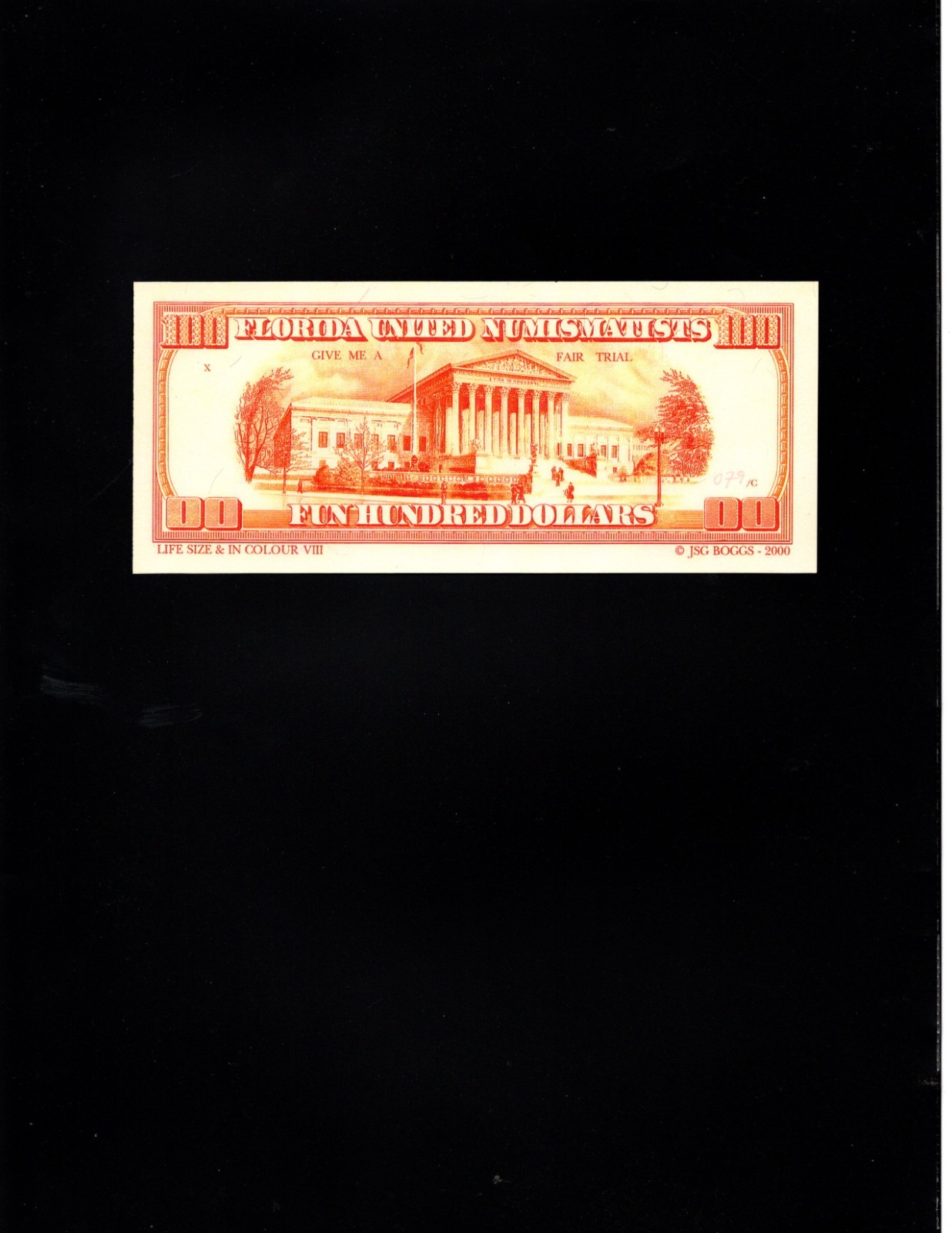 JSG Boggs Art Note – 100 Dollars – FUN Show 2000 – Choice To Gem Uncirc.