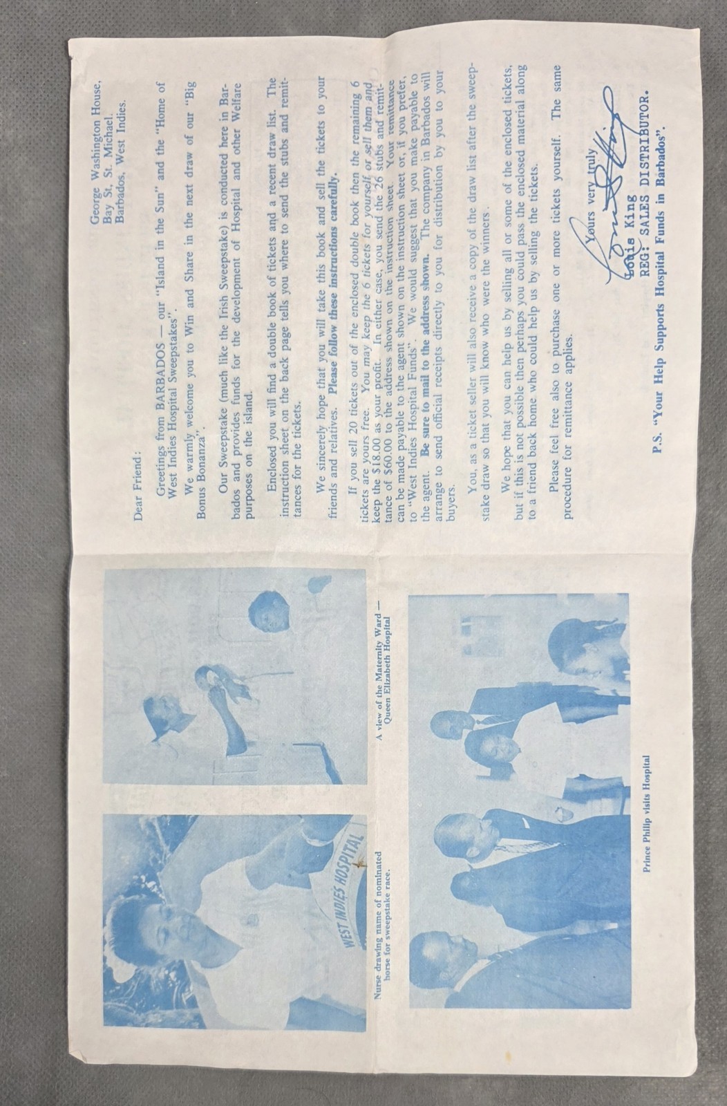 Vintage 1974 WEST INDIES HOSPITAL Advertising SWEEPSTAKES Ticket Book PRIZE LIST