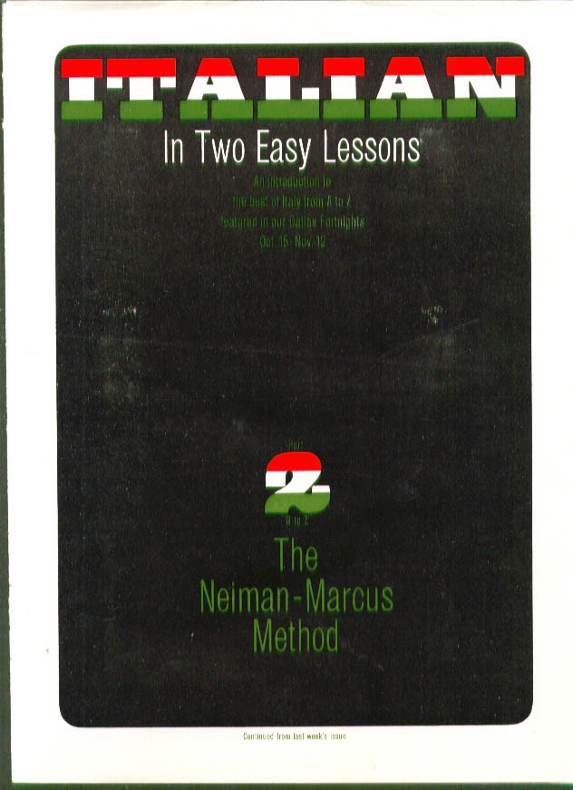 Neiman-Marcus Italian in 2 Easy Lessons ad insert 1960