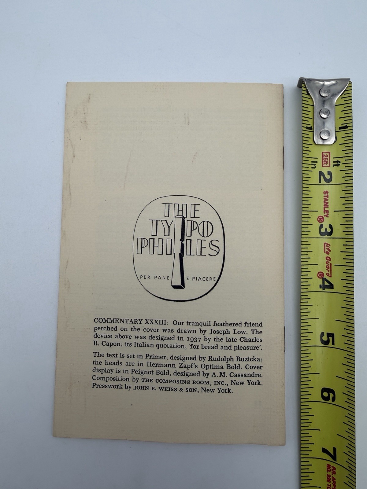 Typophile Chap Book Commentary 33 Typography Private Press 1964 Pamphlet