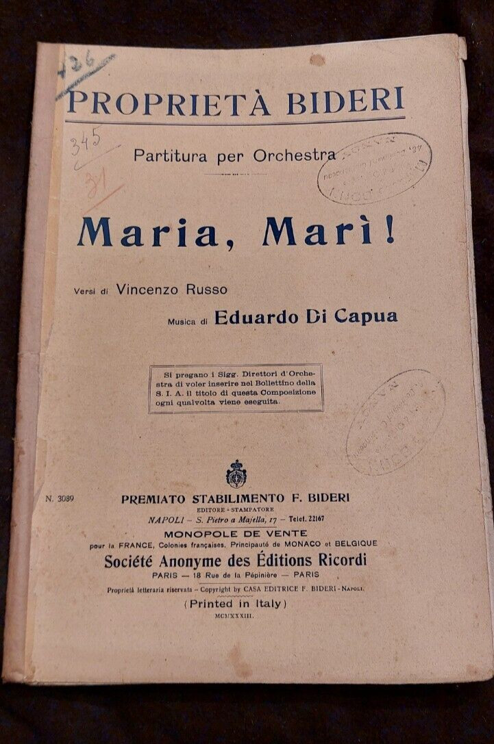 Maria Mari! Di Capua Sheet Music