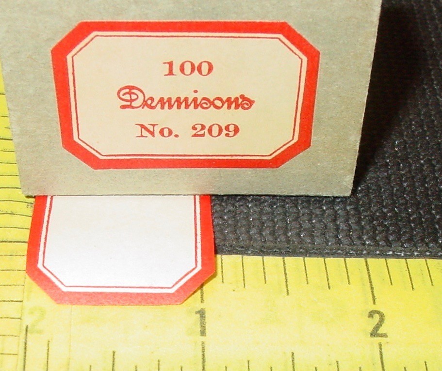 293 Vintage Dennison Gummed Red Border Bottle Craft Labels #217 #209 Mix NOS USA