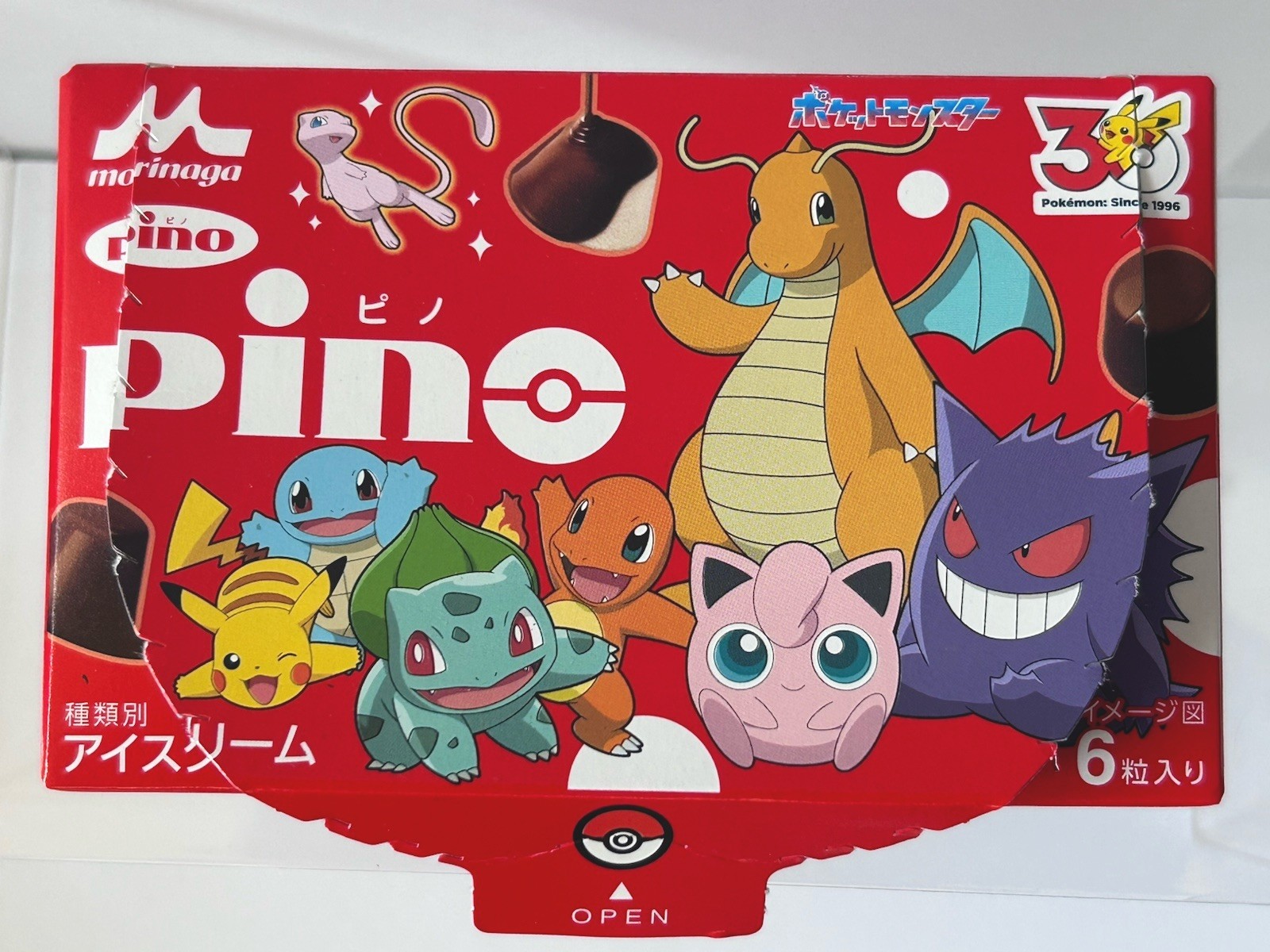 POKEMON Pino Ice cream empty Box 30th Anniversary Japan Limited Pikachu Mew