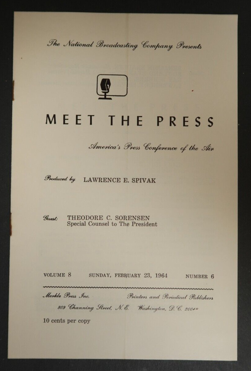 Meet The Press National Broadcasting Company Lawrence Spivak 1964 Booklet Vol. 8